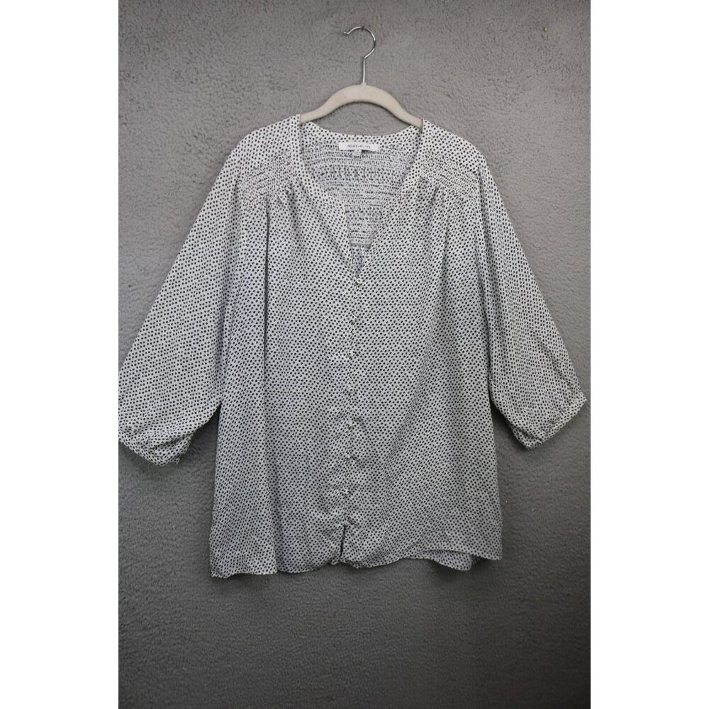 Rose & Olive 3/4 Puff Sleeve Silky Smocked Tunic-Size 1x-Office-Business